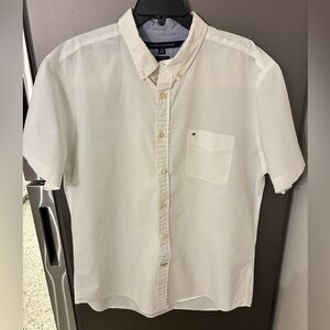 Men's White Tommy Hilfiger 100% Cotton Short Sleeve Shirt Sz XL
